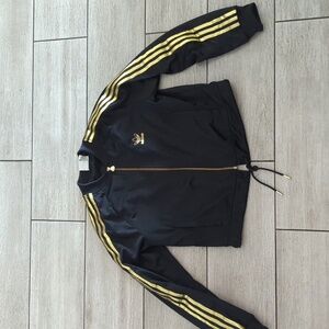 ADIDAS TRACK jacket~Black with Gold Stripes~Jacket